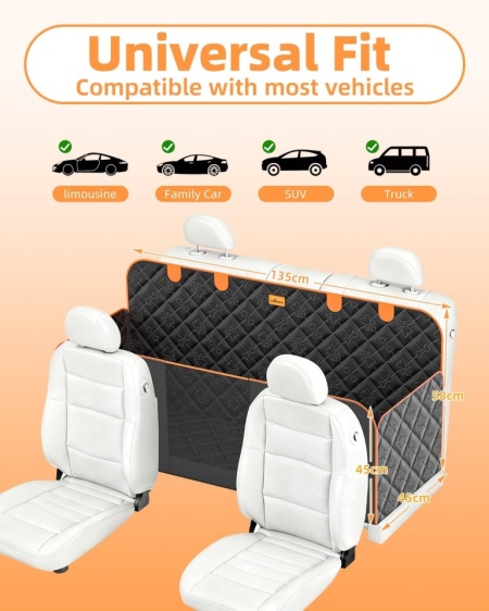 Husă Protecție Scaun Auto pentru Câini, 100% Impermeabilă și Antizgârieturi, Compatibilă cu Toate Mașinile, 135 x 148 cm - Img 4
