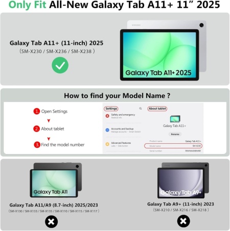 Husă Rotativă TiMOVO pentru Samsung Galaxy Tab A11+ / A11 Plus 11" (2025), Suport Pivotant 90° Orizontal / Vertical, Funcție Auto Sleep/Wake, Bandă Elastică, Piele Ecologică, Negru - Img 8