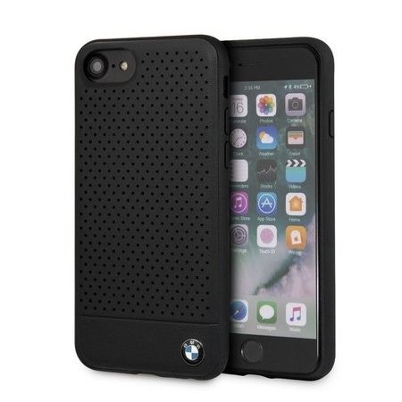 Husa telefon din piele ecologica , perforata , tip bumper , Bmw pentru Apple iPhone 7/8 , neagra