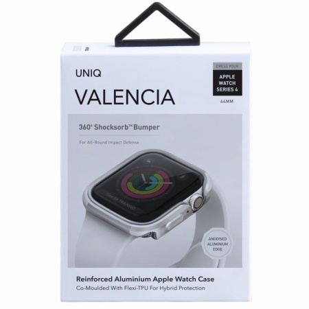 Husa Uniq Valencia din Silicon&amp;Aluminiu pentru Apple Watch Seria 4/5/6/SE (44mm), Argintiu - Img 4