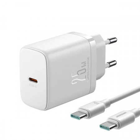 Incarcator rapid Joyroom JR-TCF11 cu o putere de pana la 25W + cablu USB-C / USB-C 1m - alb