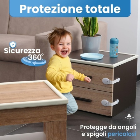 Kit Complet de Protecție pentru Copii , Rolă 6.4 Metri Bandă din Cauciuc cu Spumă Activă (Grosime 7 mm), 8 Protecții Colțuri, 4 Sisteme Siguranță Sertare și 1 Opritor Ușă, Alb - Img 6