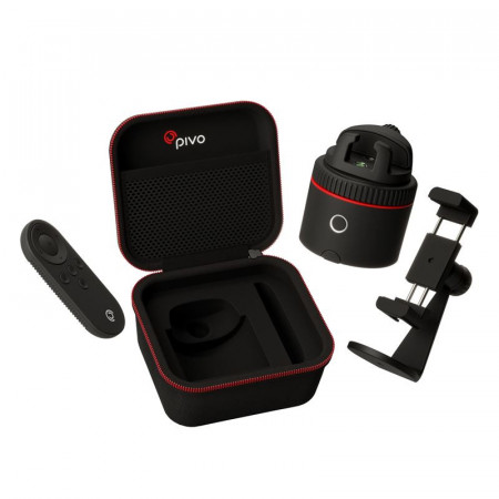Kit selfie stick Pivo Pod Red Starter Pack, Wireless, rotire 360 grade, Smart Tracking, App and Remote Control, Suport Telefon, Geanta depozitare, Rosu