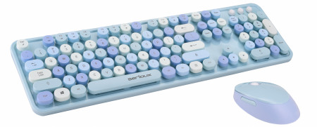 Kit wireless tastatura + mouse Serioux Retro, albastru