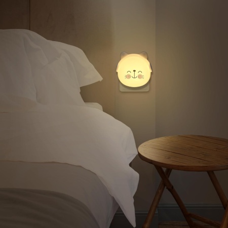Lampă de Veghe LED pentru Priză cu Senzor Crepuscular – Model Pisică, Lumină de Companie pentru Camera Copilului și Dormitor [Clasa Energetică F] - Img 6