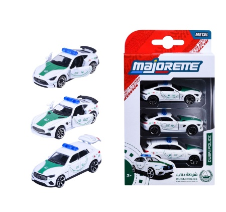 MAJORETTE SET 3 MASINUTE DE POLITIE DUBAI METALICE MERCEDES AMG 7.5CM - Img 3