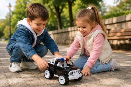 MASINA JEEP OFF ROADER NEGRU ALB 39CM - Img 3