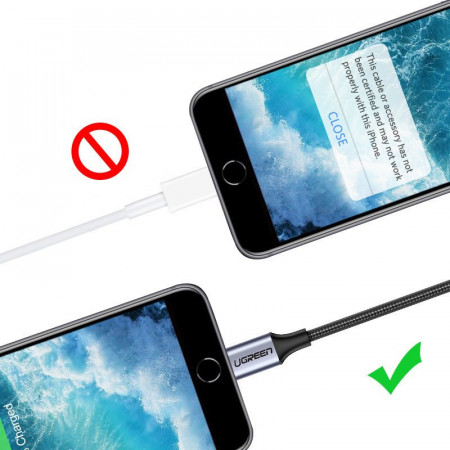 Mini jack 3,5 mm Ugreen - cablu adaptor Lightning MFI (Made For iPhone) 10 cm negru (US211 30756) - Img 8