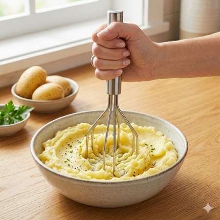 Pasator pentru Cartofi și Legume LM122, 25 x 9 cm, Oțel Inoxidabil, Design Ergonomic, Argintiu - Img 2