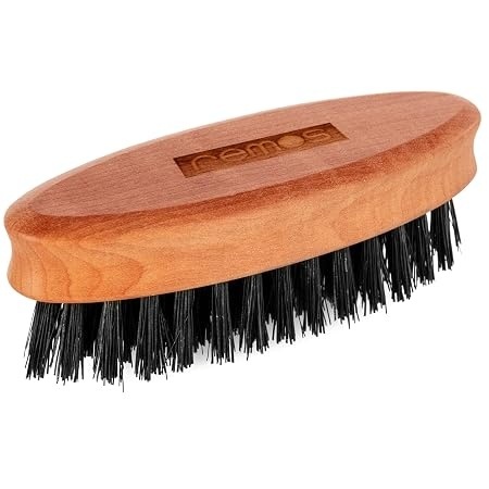Perie pentru ingrijirea barbii REMOS, peri vegetali 100% vegani, maner ergonomic din lemn, pentru aranjare si descurcare barba - Img 5