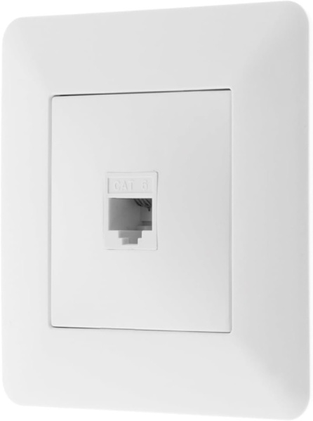 Priză de Rețea Internet CAT6 RJ45 , Montaj Îngropat / Doză, Design Modern cu Mască Ajustabilă, Culoare Albă, 86x86 mm - Img 2