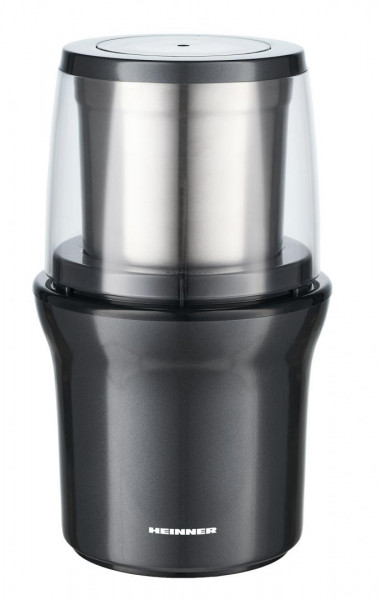 Rasnita electrica Heinner HCG-200DGIX2, rasnire umeda si uscata, 200 W, 70g, 2 recipiente, carcasa inox, Gri - Img 3