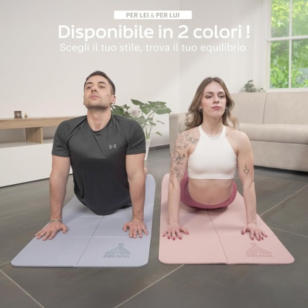 Saltea yoga și pilates profesională antialunecare YoVibe, 183 x 60 cm, pliabilă și impermeabilă, include prosop fitness și geantă de transport, roz - Img 2