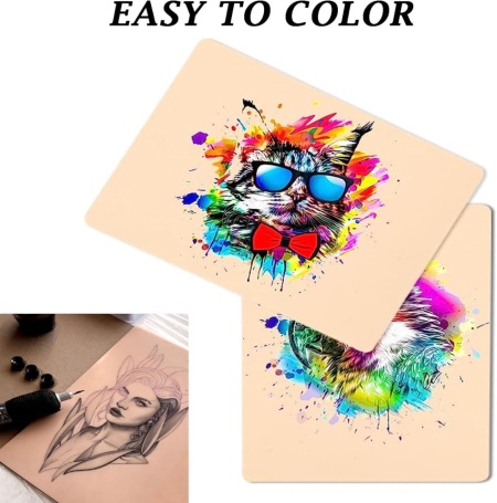 Set 10 Bucăți Piele Sintetică pentru Exersat Tatuaje Unihuby, 20 x 15 cm (8x6 Inch), Silicon Sintetic Flexibil cu Textură Realistă, Utilizare Față-Verso, Ambalate Individual, pentru Începători și Artiști Tatuatori - Img 3