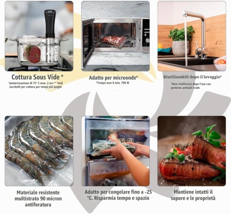 Set 100 Pungi Vidare Alimente BOLSEMACK, Texturate / Gofrate, Dimensiune 15 x 40 cm, Calitate Alimentară BPA Free, Compatibile cu Toate Aparatele de Vidat cu Aspirație Externă - Img 5