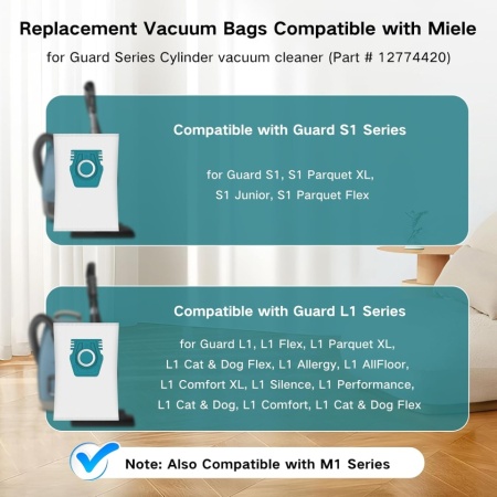 Set 12 Saci de Praf Tip TU 3D Compatibili Miele Guard L1 și S1 + 4 Filtre Evacuare AirClean, Capacitate 4.5L, Filtrare Avansată în 5 Straturi, Albastru/Verde - Img 7