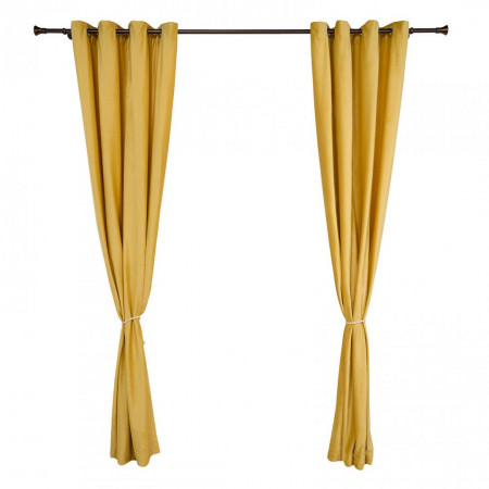 Set 2 draperii catifea 140x270 cm - Galb - Img 3