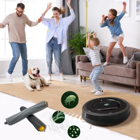 Set 2 Role Extractoare Principale din Cauciuc Compatibile cu iRobot Roomba Seriile 800 și 900 (805, 850, 860, 870, 880, 890, 960, 980, 985), Perii Contra-Rotative Fără Peri, Sistem Anti-Încâlcire Păr, Rezistente la Uzură - Img 2