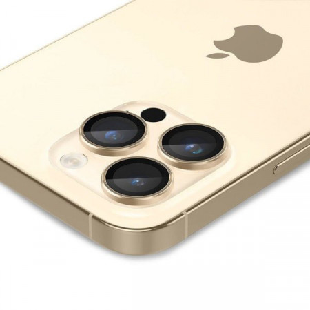 Set 2 x Folie protectie camera Spigen OPTIK.TR ”EZ FIT” IPHONE 14 PRO / 14 PRO MAX GOLD - Img 5