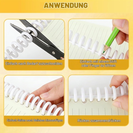 Set 20 Inele de Îndosariat din Plastic, 30 Inele (Format A4), Diametru Interior 12 mm, Pas Inele 10 mm, Spire pentru Îndosariere Documente, Caiete, Prezentări și Proiecte Școlare - Img 6
