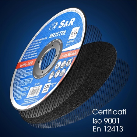 Set 25 Discuri Abrazive de Debitat Metal și Inox S&amp;R 115 x 1.0 x 22.23 mm, Ultra-Subțiri, Ranforsate cu Fibră de Sticlă Dublă, A60 S-BF, pentru Polizor Unghiular - Img 5