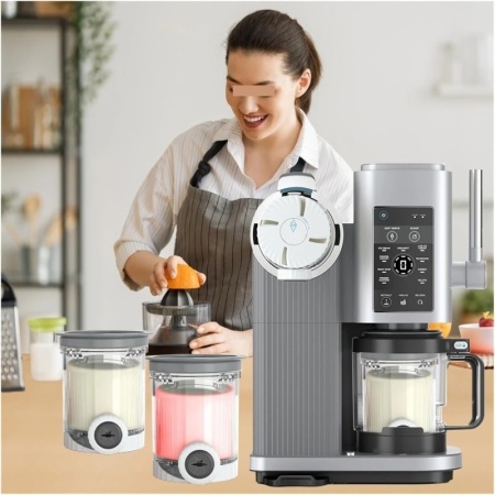 Set 4 recipiente pentru inghetata Typec Home compatibil cu seriile Ninja Swirl NC700 si NC701, BPA-free, 13.8x11.8x9.8cm, capace multicolore - Img 6