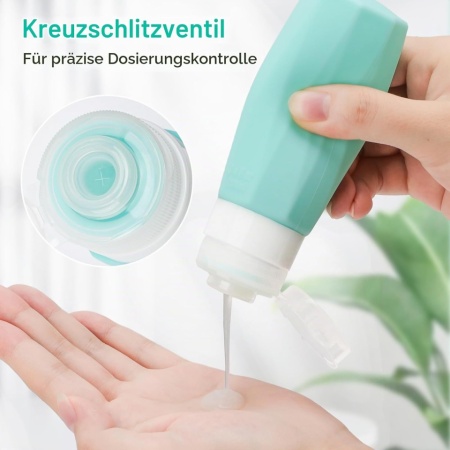 Set 5 Recipiente de Călătorie din Silicon, Sticluțe Refolosibile 100 ml 100% Etanșe cu Geantă de Depozitare, pentru Șampon și Cosmetice - Img 4