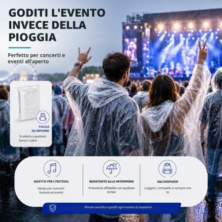 Set 6 Pelerine de Ploaie de Unică Folosință Typec, Pelerine Transparente Impermeabile cu Glugă, Mărime Universală Unisex, pentru Pescuit, Festivaluri, Camping, Drumeții și Ciclism - Img 5