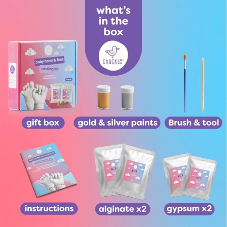 Set Amprenta 3D din Ghips pentru Mâna și Piciorul Bebelușului, Kit DIY pentru Amintiri, Cadou Ideal pentru Naștere sau Botez, Non-Toxic - Img 2