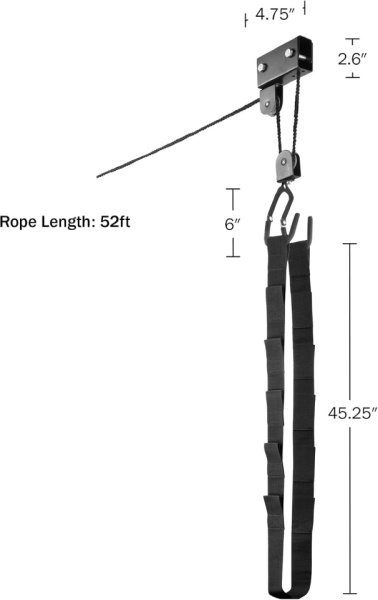 Sistem de Ridicare și Depozitare pe Tavan Rad Sportz Kayak Hoist, Suport Tip Scripete pentru Caiac, Canoe, Scări și Cutii Portbagaj, Capacitate 57 kg (125 lbs), Mecanism de Blocare Automată, pentru Garaj și Înălțimi până la 3.65 m - Img 6