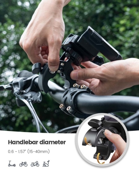 Suport Telefon Bicicletă și Motocicletă Lamicall Camera-Friendly, Clemă Reglabilă Ghidon 15–40 mm, Compatibil Telefoane 4.7–7.0 Inch (Grosime până la 15 mm), Design fără Blocare Cameră Foto, pentru Bicicletă - Img 5