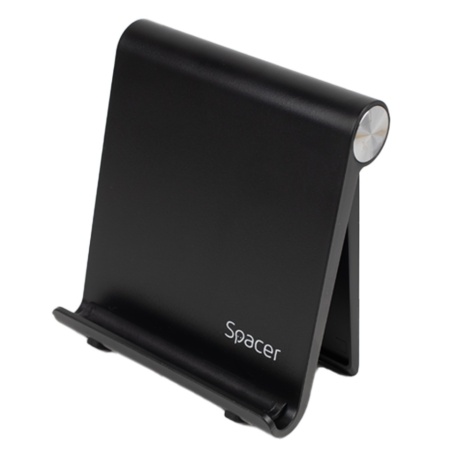 SUPORT telefon SPACER, pliabil, fixare pe birou, universal cu unghi ajustabil, dimensiuni 90 x 70 x 12mm, negru, "SPDH-FLIP-01-BK" - Img 2