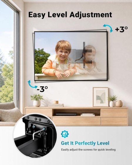 Suport TV de Perete Full Motion Typec Home pentru Televizoare de 37-85 Inch, Braț Dublu Heavy Duty, Rotire și Înclinare (Până la 60 kg / 132 lbs) - Img 5