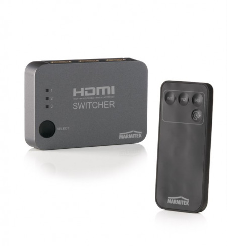Switch, selector HDMI Marmitek Connect 310 UHD, cu telecomanda si extensie IR, 3 intrari, 4K support