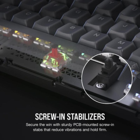 Tastatura mecanica gaming Corsair K65 PLUS 2.4GHz Wireless - Bluetooth®, 75%, Pre-Lubricated CORSAIR MLX Red Linear Switches, RGB - Img 16