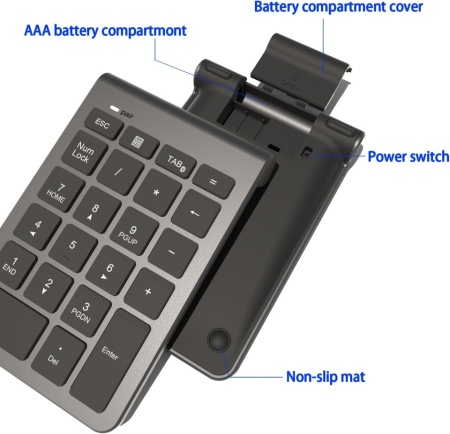 Tastatură Numerică Wireless Bluetooth cu 22 de Taste, Numpad Portabil Slim cu Conexiune Bluetooth 5.0, Taste Silențioase de Tip Foarfecă, Compatibilă Laptop, MacBook, Windows, macOS, Android și iOS - Img 5