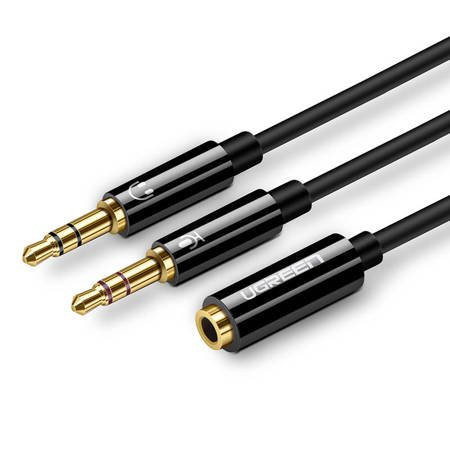 UGREEN AV140 AUX audio splitter casti + microfon la cablu mini jack de 3,5 mm, ABS (negru)