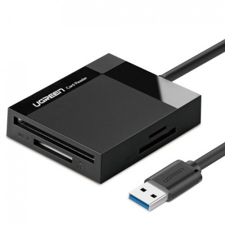 Ugreen USB 3.0 SD / micro SD / CF / MS cititor de carduri de memorie negru (CR125 30333)