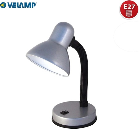 Veioză de Birou cu Braț Flexibil VELAMP Charleston, Dulie E27, Bază Stabilă din Metal, Cablu 1.5 m cu Întrerupător Integrat, Finisaj Mat Elegant, pentru Birou, Noptieră și Lectură, Argintiu - Img 6