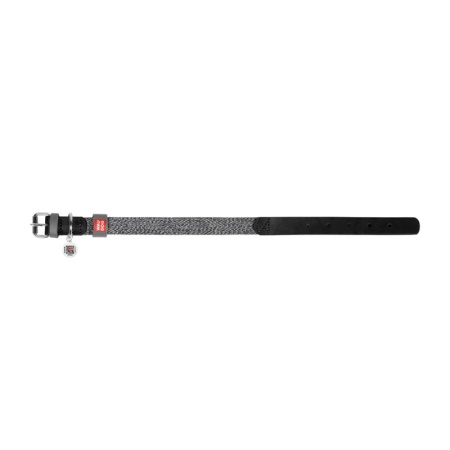 Zgarda pentru caini din piele naturala si material reciclat cu cod QR Waudog marimea M, latime 20 mm, negru - Img 4