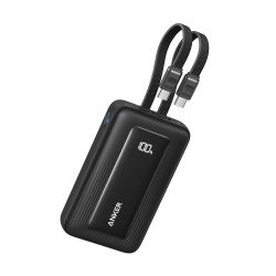 Acumulator extern Anker Zolo 20.000 mAh, 45W, 2x Cablu USB-C incorporat, Negru