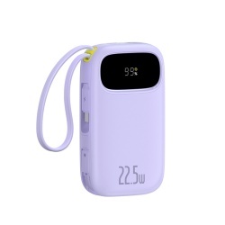 Acumulator extern Baseus EnerFill FC31 Digital Display 20.000 mAh, 22.5W, cablu USB-C si Lightning incorporat, Violet