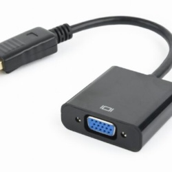 Adaptor video Spacer DisplayPort (T) la VGA (M), 10cm, rezolutie maxima Full HD (1920 x 1080) la 60Hz, negru, "SPVC-DPm-VGAf-FHD60-0.1" (timbru verde 0.08 lei)