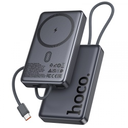 Baterie Externa Wireless HOCO Q44, 10000mAh, 20W, PD + FQI, 1 x QI - 2 x USB-C, Gri