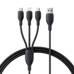 CABLU alimentare si date Baseus Ultra-Fast One-for-three Retractable, pt smartphone,USB la Micro-USB+Lightning+USB Type-C 3.5A, 1.3m, negru "P10376303121-00" (timbru verde 0.18 lei) - 6932172679620