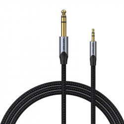 Cablu audio 3,5 mm TRS tata la 6,35 mm tata 1 m Vention BAUHF gri