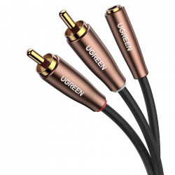 Cablu audio Ugreen 3,5 mm mini jack (female) - 2RCA (male) 3m brown (AV198 60987)