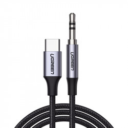 Cablu AUX audio stereo Ugreen 3,5 mm mufa - USB tip C pentru smartphone 1 m negru (CM450 20192)