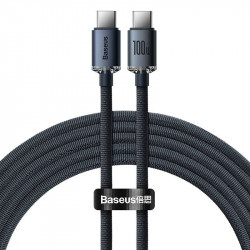 Cablu Baseus Crystal Shine USB-C la USB-C, 100 W, 1.2 m (negru)