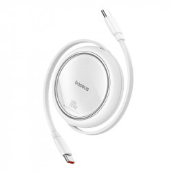 Cablu Baseus Free2Draw USB-C la USB-C, PD, 100 W, 1 m (alb)